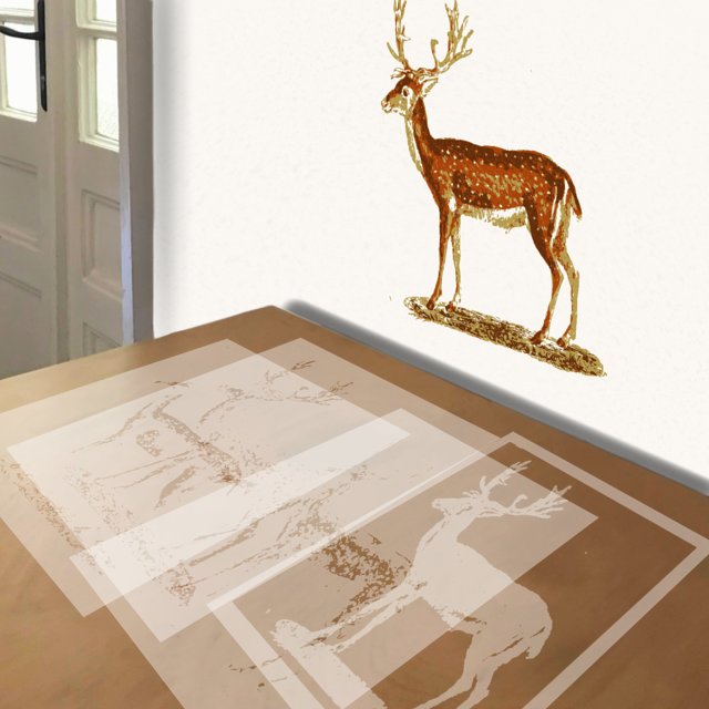 Red-Tail Deer stencil in 4 layers, simulated painting