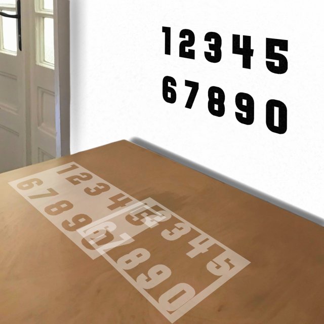 Block Future Numbers stencil in 2 layers, simulated painting