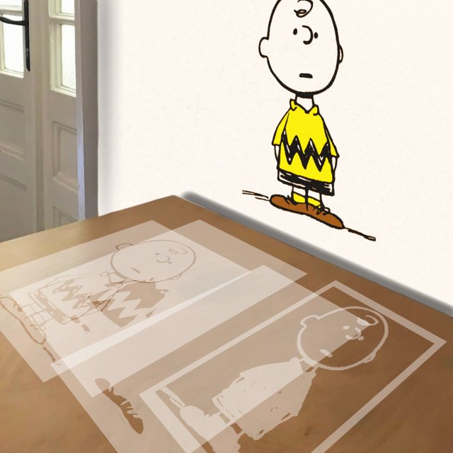 Charlie Brown stencil in 4 layers, simulated painting