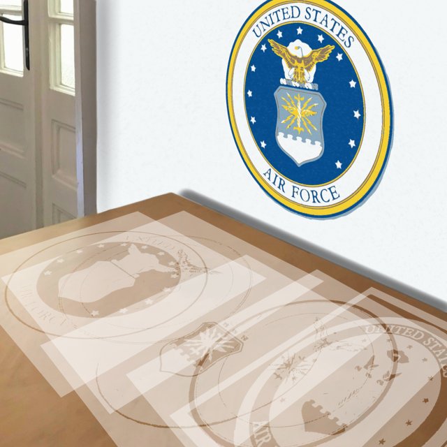 United States Air Force stencil in 5 layers, simulated painting