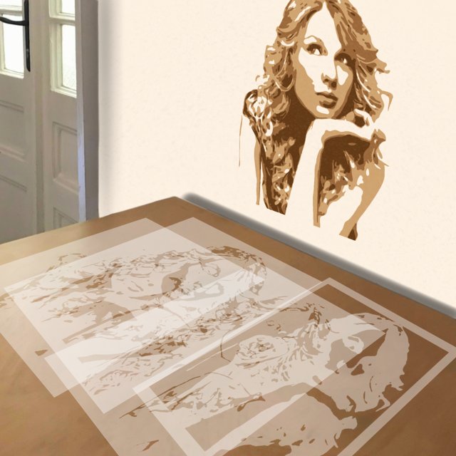 Taylor Swift stencil in 4 layers, simulated painting