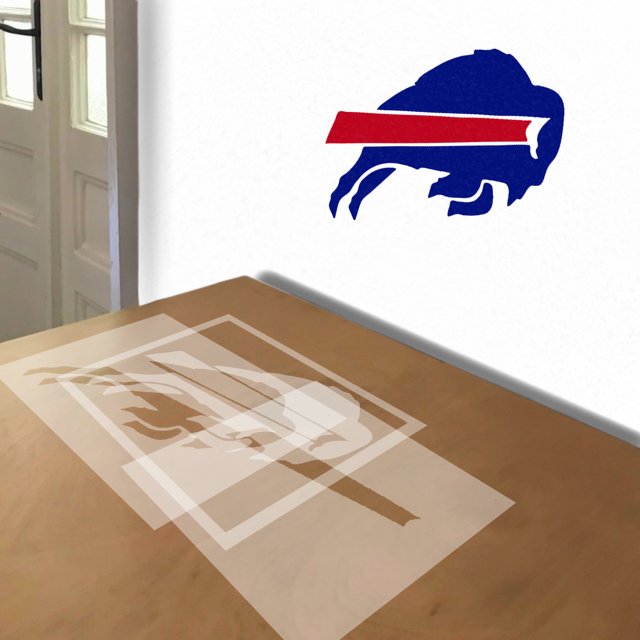 Buffalo Bills stencil in 3 layers, simulated painting