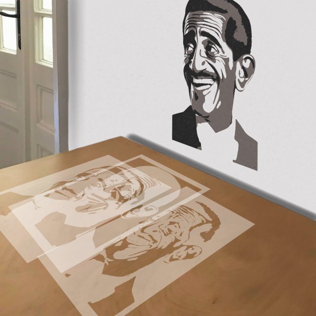 Sammy Davis Jr stencil in 3 layers, simulated painting