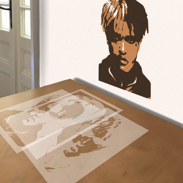 XXXTentacion stencil in 3 layers, simulated painting