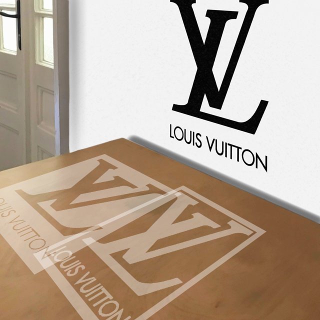 Louis Vuitton stencil in 2 layers, simulated painting