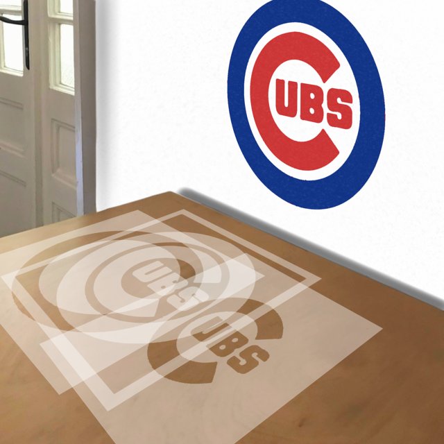 Chicago Cubs stencil in 3 layers, simulated painting