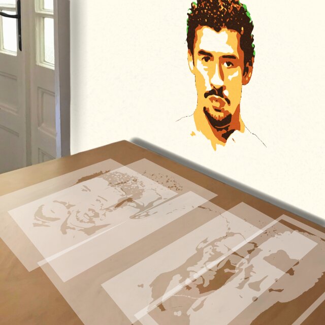 Bad Bunny stencil in 5 layers, simulated painting