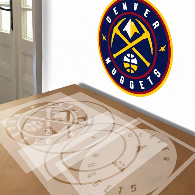 Denver Nuggets stencil in 4 layers, simulated painting