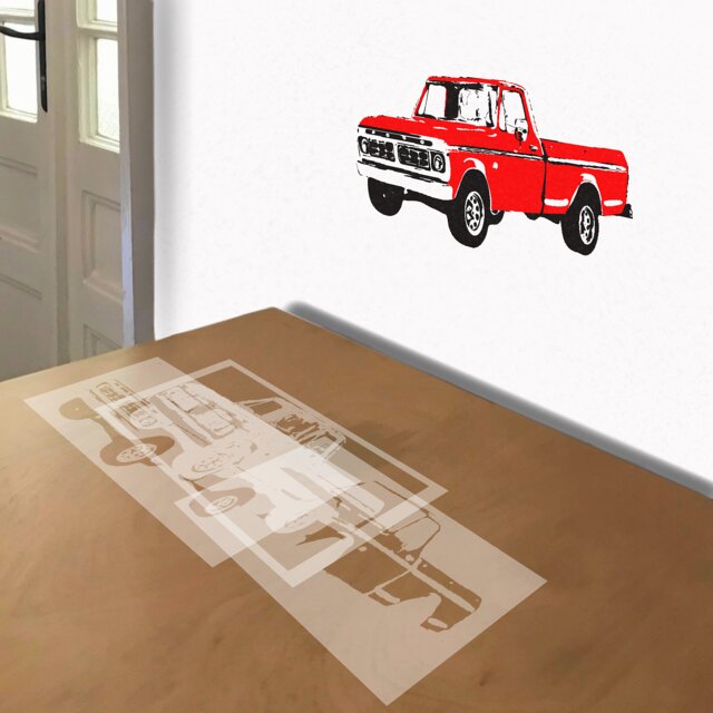 1976 Ford F-100 stencil in 3 layers, simulated painting