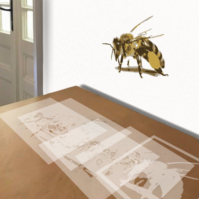 Honey Bee stencil in 5 layers, simulated painting