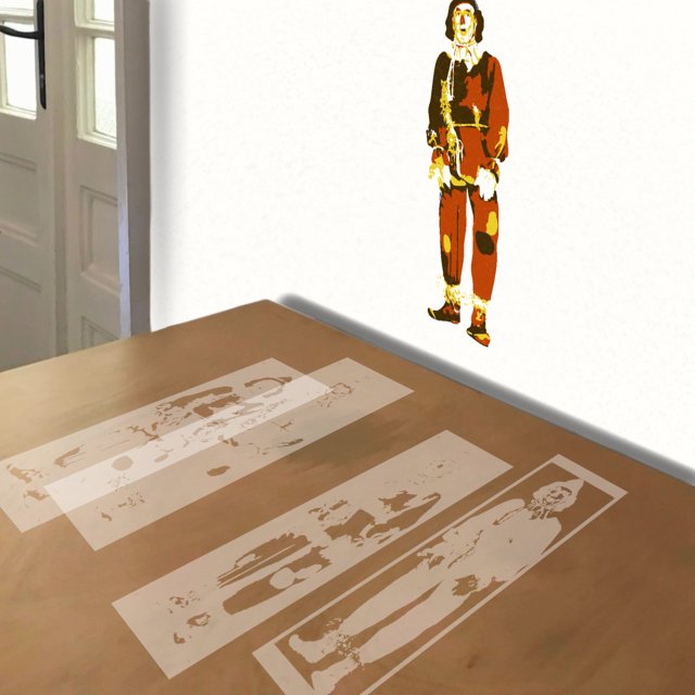 Scarecrow stencil in 5 layers, simulated painting
