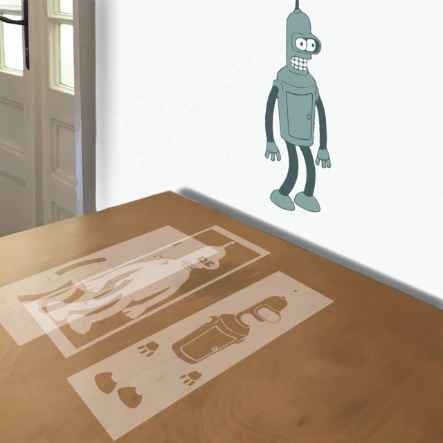 Bender stencil in 3 layers, simulated painting
