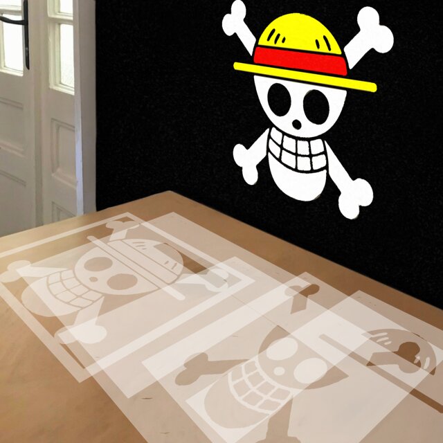 Straw Hat Crew Logo stencil in 5 layers, simulated painting
