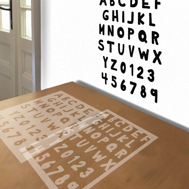 Basic Block Letters stencil in 2 layers, simulated painting