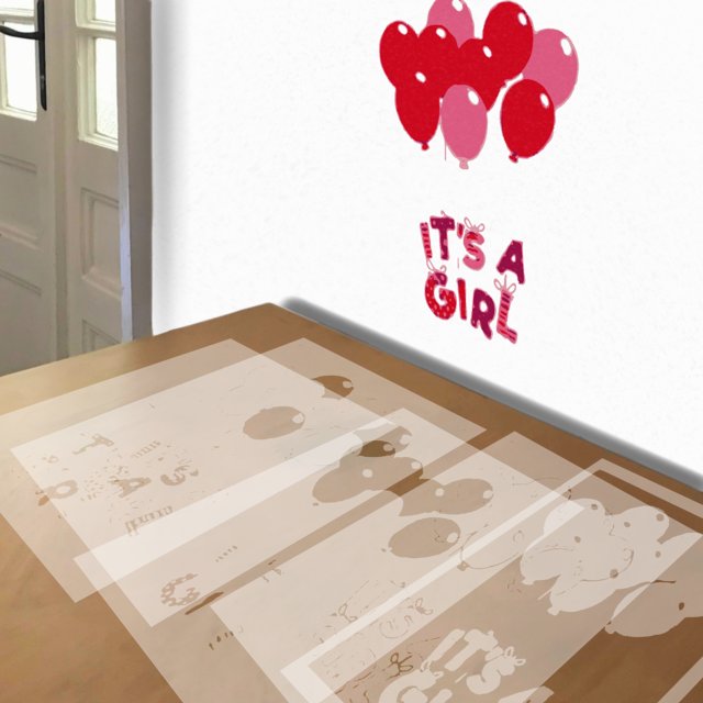 It's a Girl stencil in 5 layers, simulated painting
