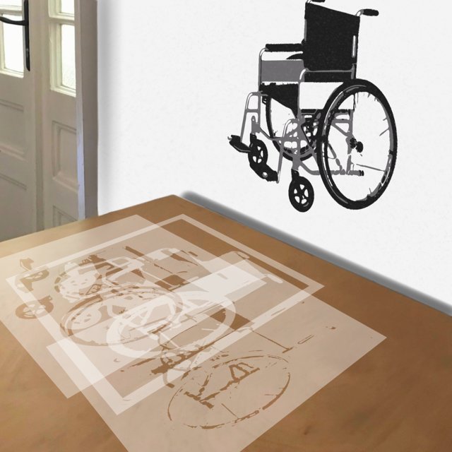 Wheelchair stencil in 3 layers, simulated painting