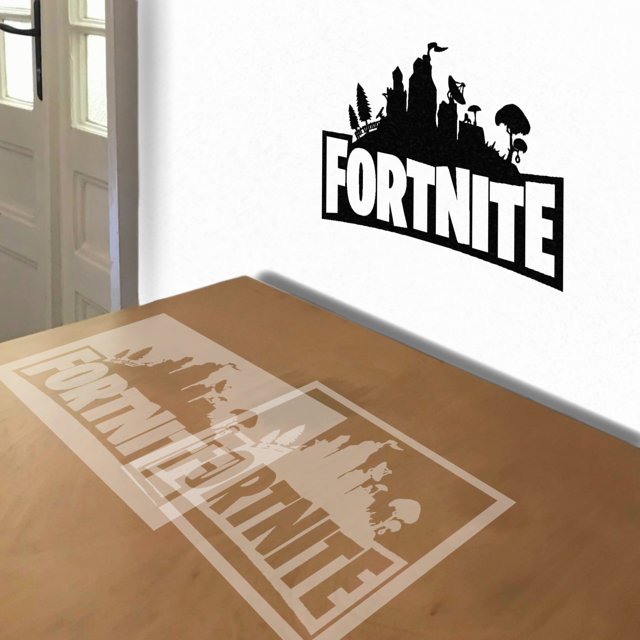 Fortnite stencil in 2 layers, simulated painting