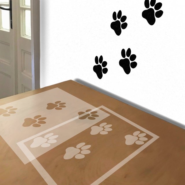 Dog Paw Prints stencil in 2 layers, simulated painting