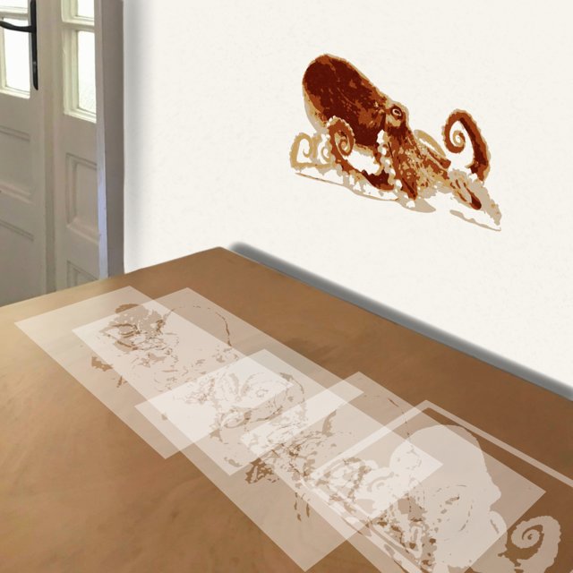 Octopus stencil in 5 layers, simulated painting