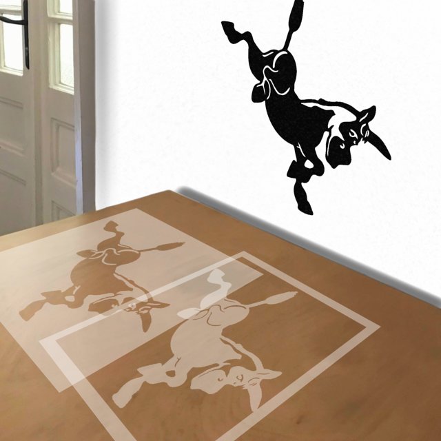 Kicking Donkey stencil in 2 layers, simulated painting