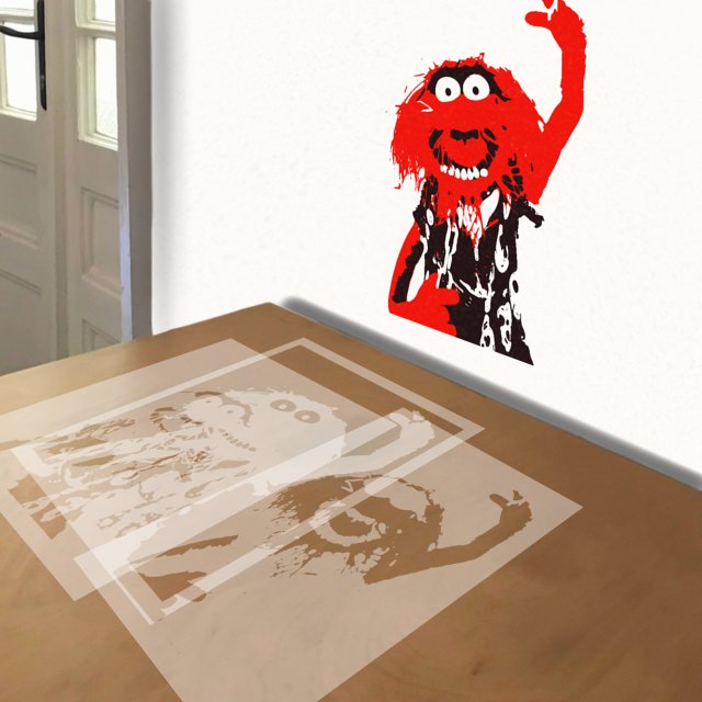 Animal stencil in 3 layers, simulated painting