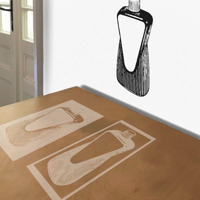 Lysol Bottle stencil in 2 layers, simulated painting