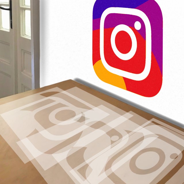 Instagram stencil in 5 layers, simulated painting