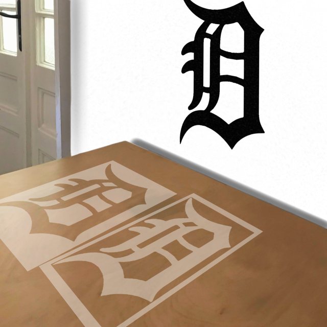 Detroit Tigers stencil in 2 layers, simulated painting