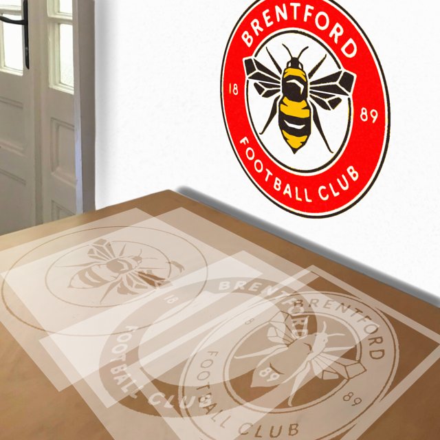 Brentford stencil in 4 layers, simulated painting