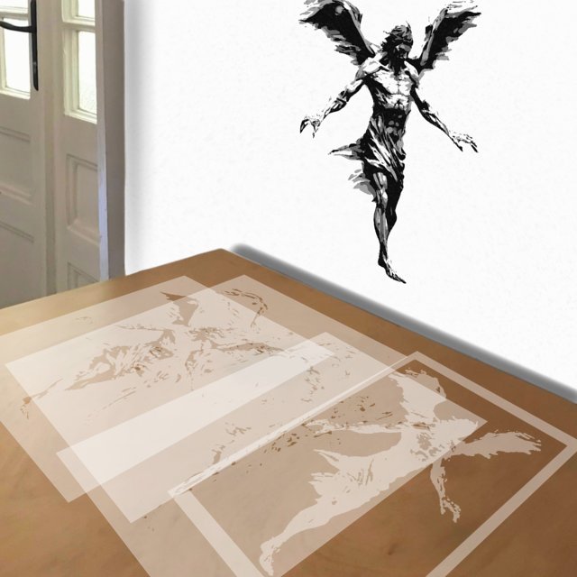 Nephilim stencil in 4 layers, simulated painting