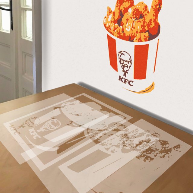 KFC stencil in 4 layers, simulated painting