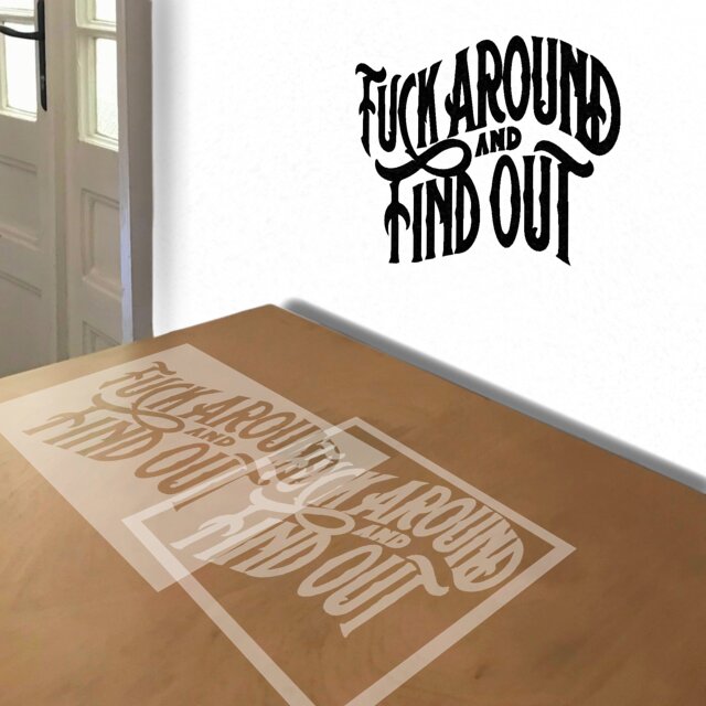 FAFO stencil in 2 layers, simulated painting