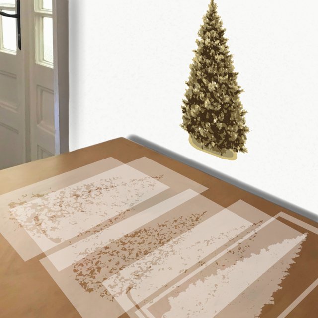 Christmas Tree stencil in 5 layers, simulated painting