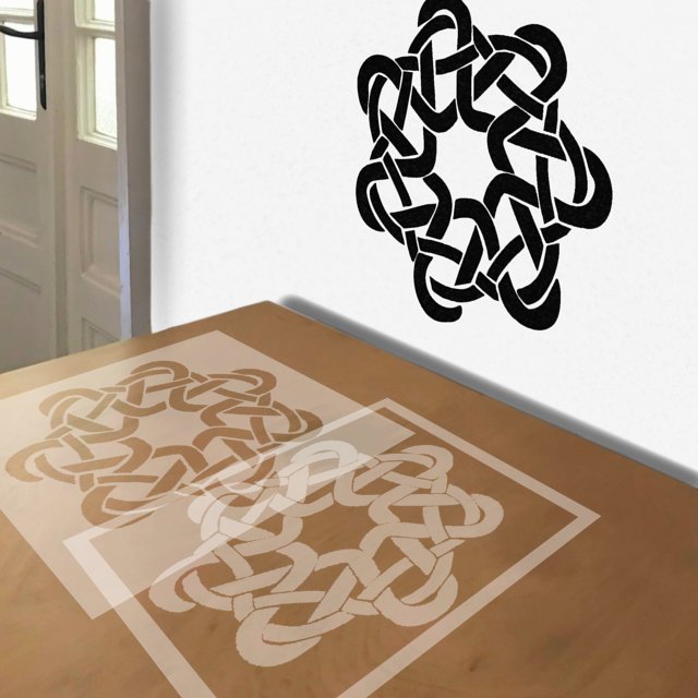 Celtic Knot stencil in 2 layers, simulated painting