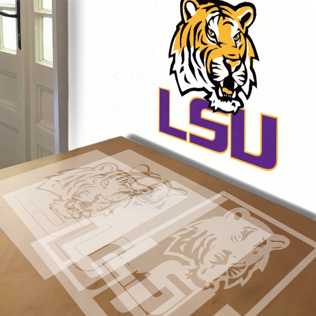 LSU stencil in 4 layers, simulated painting