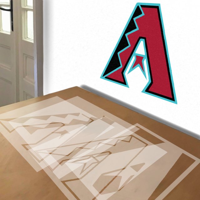 Arizona Diamondbacks stencil in 4 layers, simulated painting