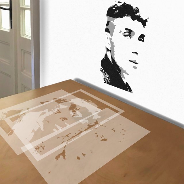 Cillian Murphy stencil in 3 layers, simulated painting