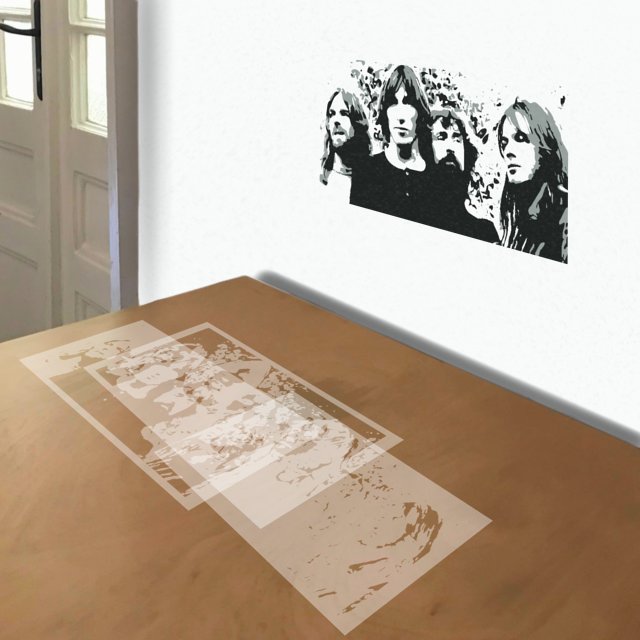 Pink Floyd stencil in 3 layers, simulated painting