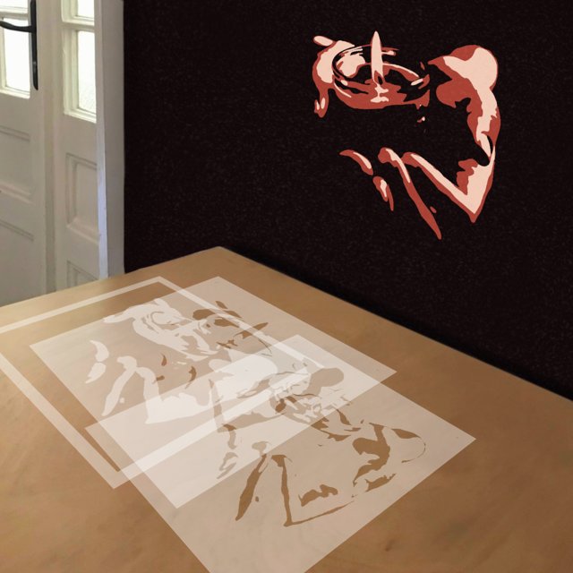 Vigil Candle stencil in 3 layers, simulated painting