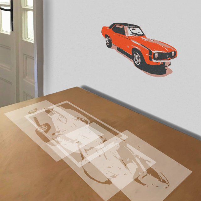 Classic Camaro stencil in 4 layers, simulated painting