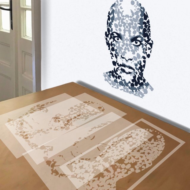 Icy and Sot stencil in 4 layers, simulated painting