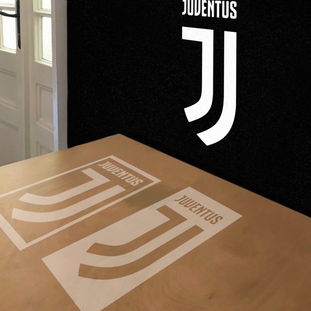 Juventus stencil in 2 layers, simulated painting