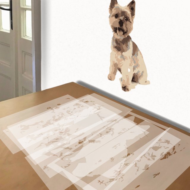 Yorkie stencil in 8 layers, simulated painting